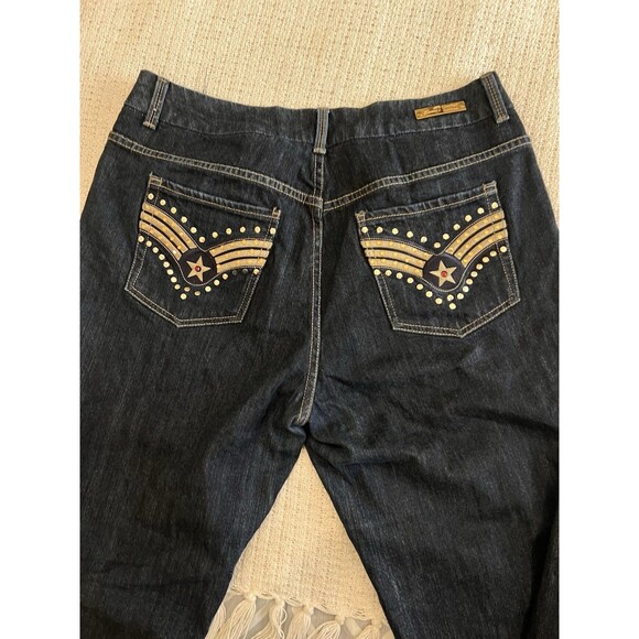 Seven 7 Limited Edition Women's Bling Pockets Air Force Jeans Size 16 Denim *D - Picture 2 of 8